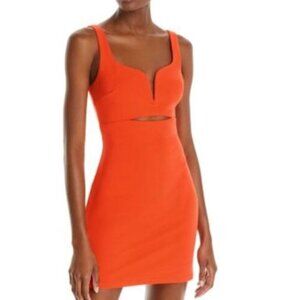 AQUA Cut-out Orange Mini Body Con Dress - Small - BNWT
